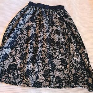 Black Lace Overlay A-Line Skirt - Women